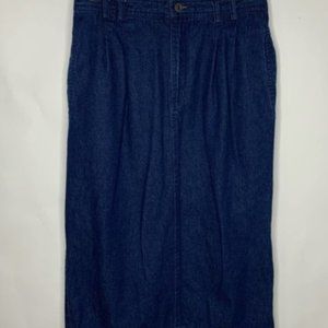 Vintage Liz Sport Denim Jean Midi Maxi Skirt 30" waist